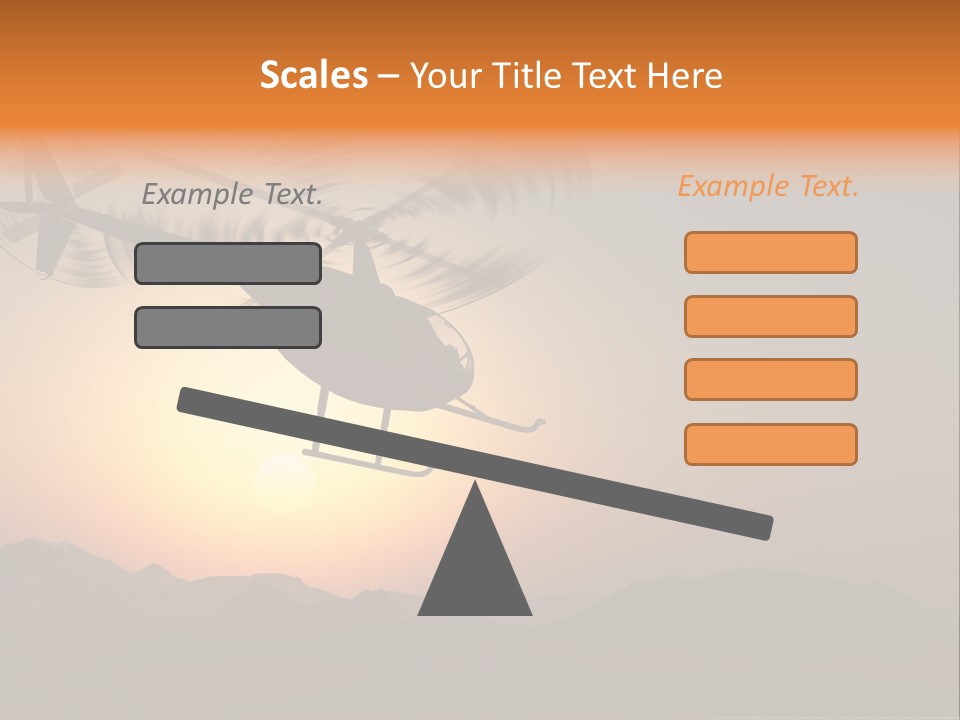A Helicopter Flying Over A Mountain At Sunset PowerPoint Template