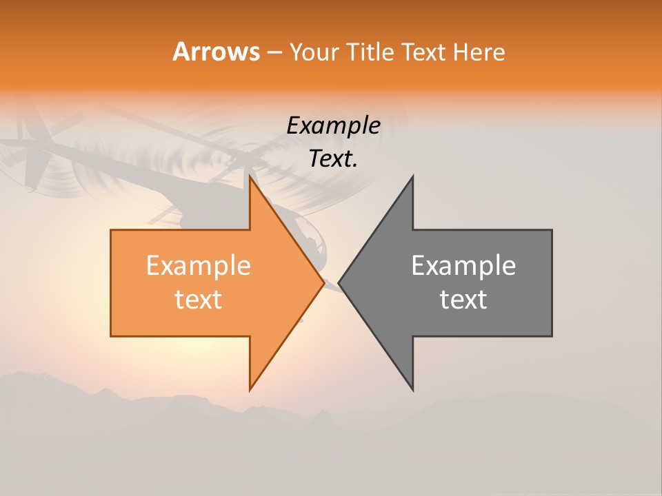 A Helicopter Flying Over A Mountain At Sunset PowerPoint Template