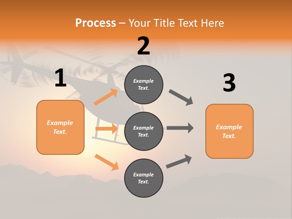 A Helicopter Flying Over A Mountain At Sunset PowerPoint Template