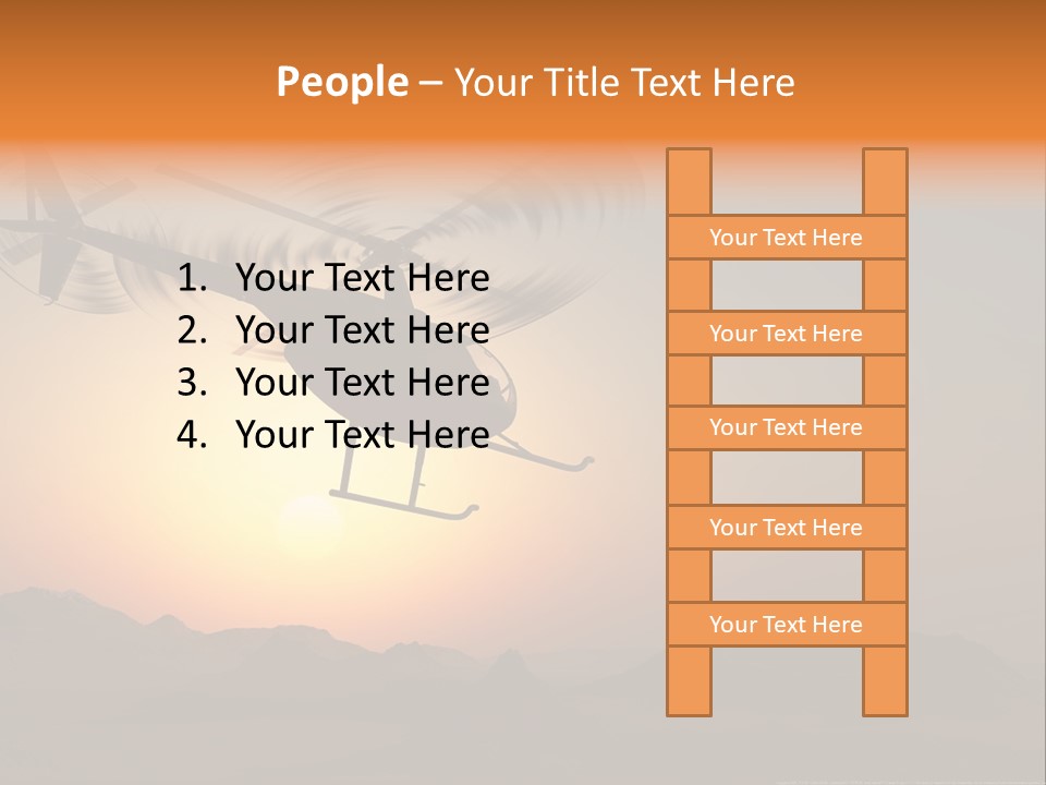 A Helicopter Flying Over A Mountain At Sunset PowerPoint Template