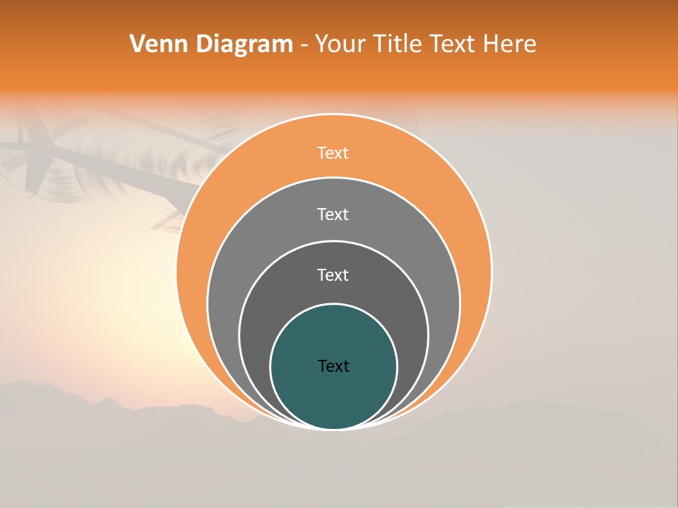 A Helicopter Flying Over A Mountain At Sunset PowerPoint Template