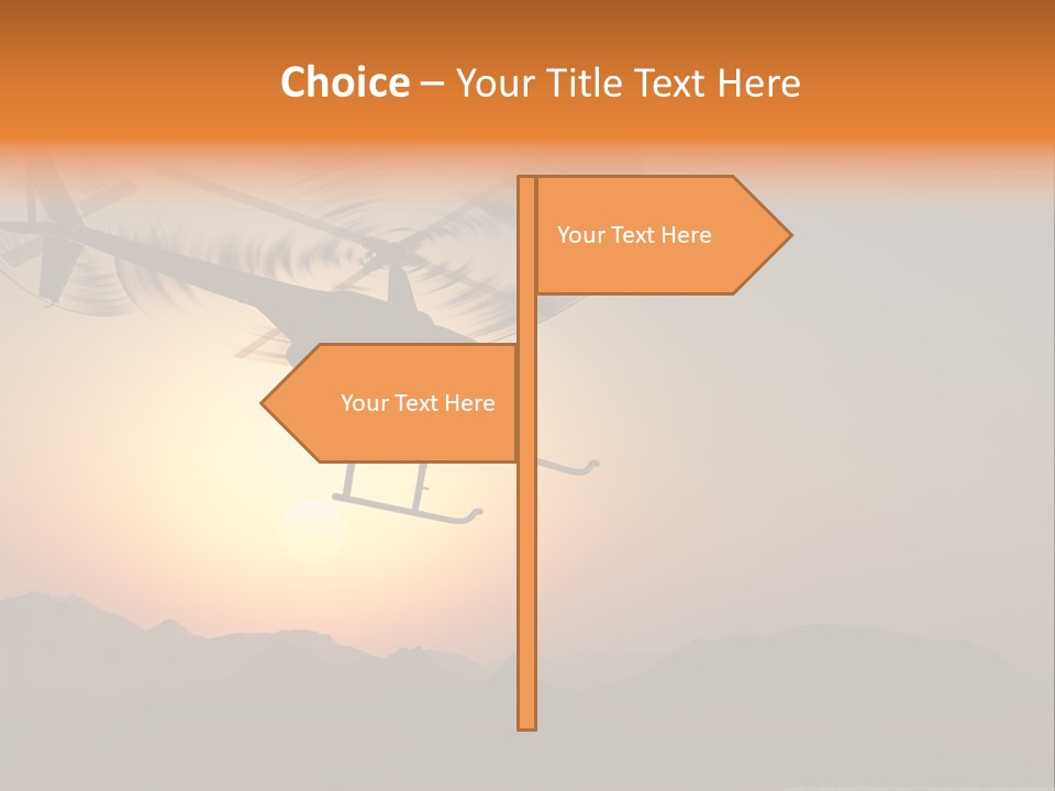 A Helicopter Flying Over A Mountain At Sunset PowerPoint Template