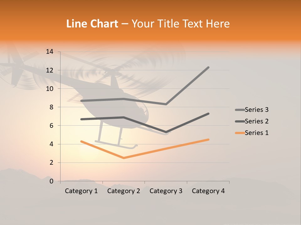 A Helicopter Flying Over A Mountain At Sunset PowerPoint Template