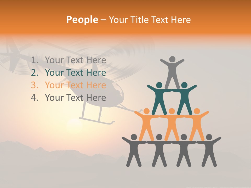 A Helicopter Flying Over A Mountain At Sunset PowerPoint Template