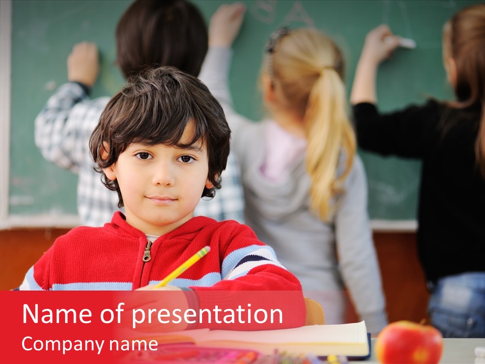 Boy Write Homework PowerPoint Template