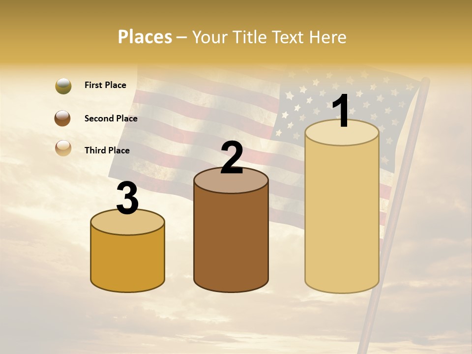 An American Flag On A Pole With A Cloudy Sky In The Background PowerPoint Template