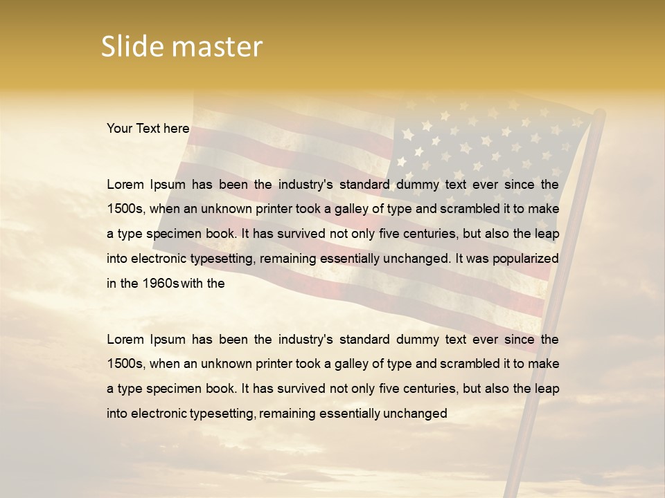 An American Flag On A Pole With A Cloudy Sky In The Background PowerPoint Template