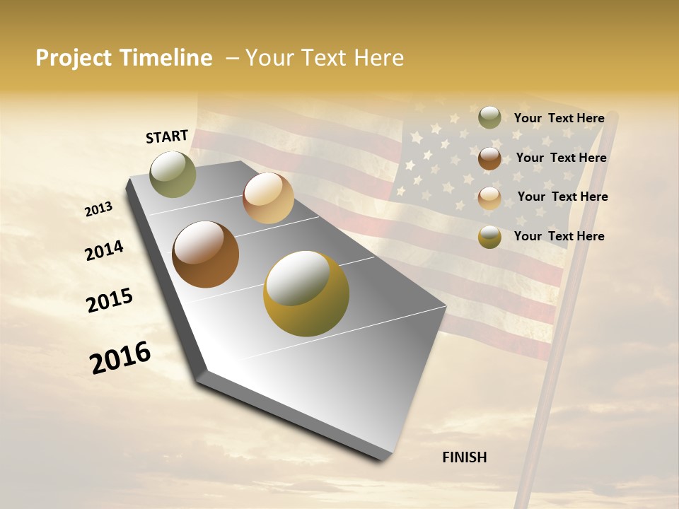 An American Flag On A Pole With A Cloudy Sky In The Background PowerPoint Template