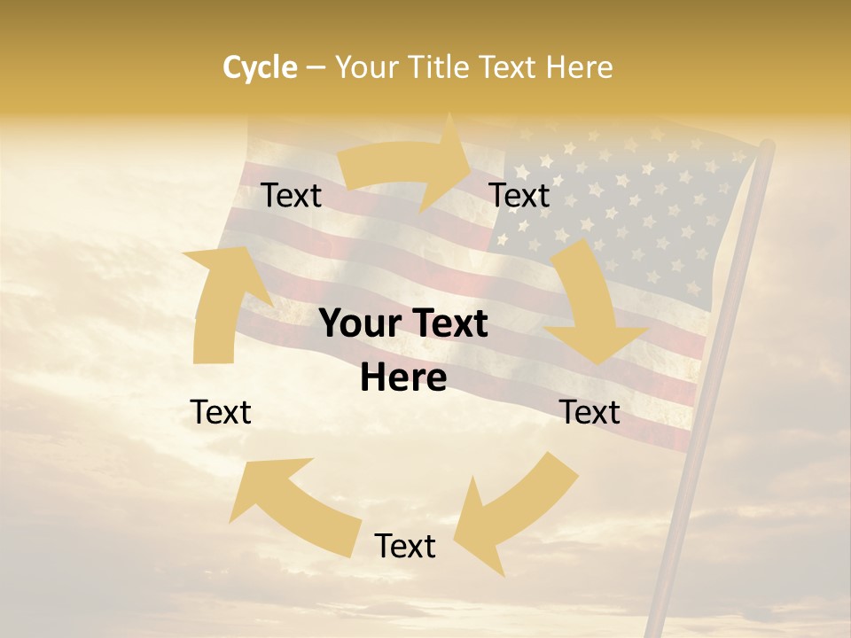 An American Flag On A Pole With A Cloudy Sky In The Background PowerPoint Template