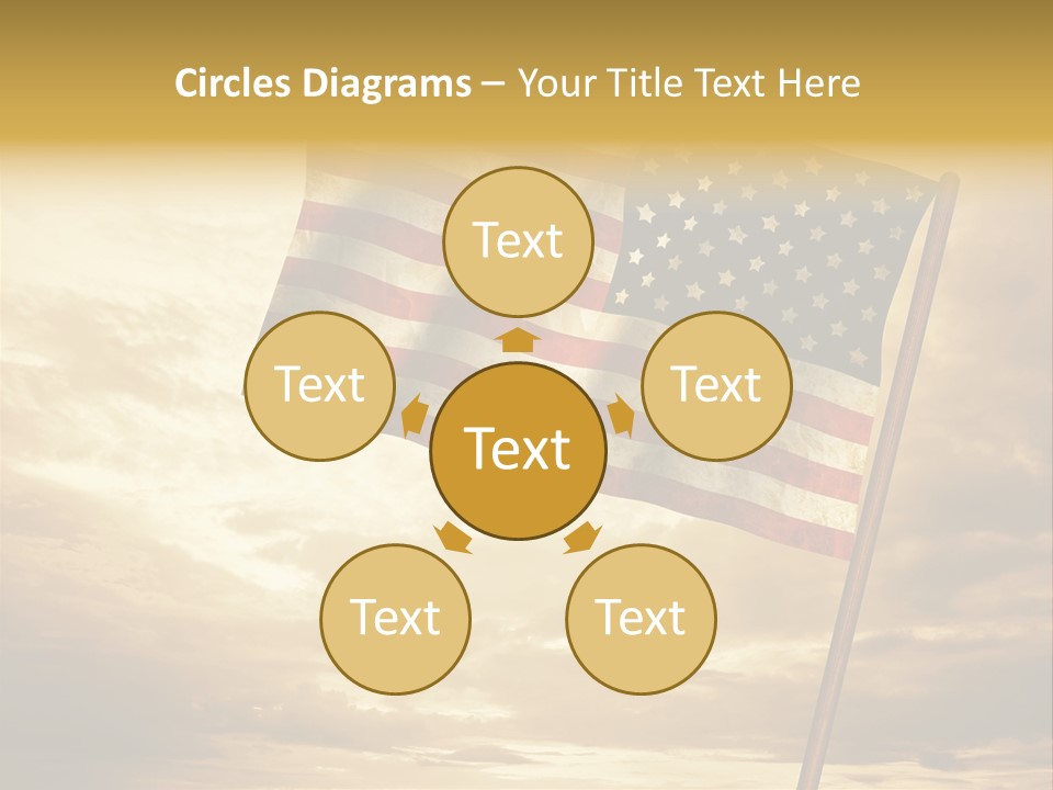 An American Flag On A Pole With A Cloudy Sky In The Background PowerPoint Template