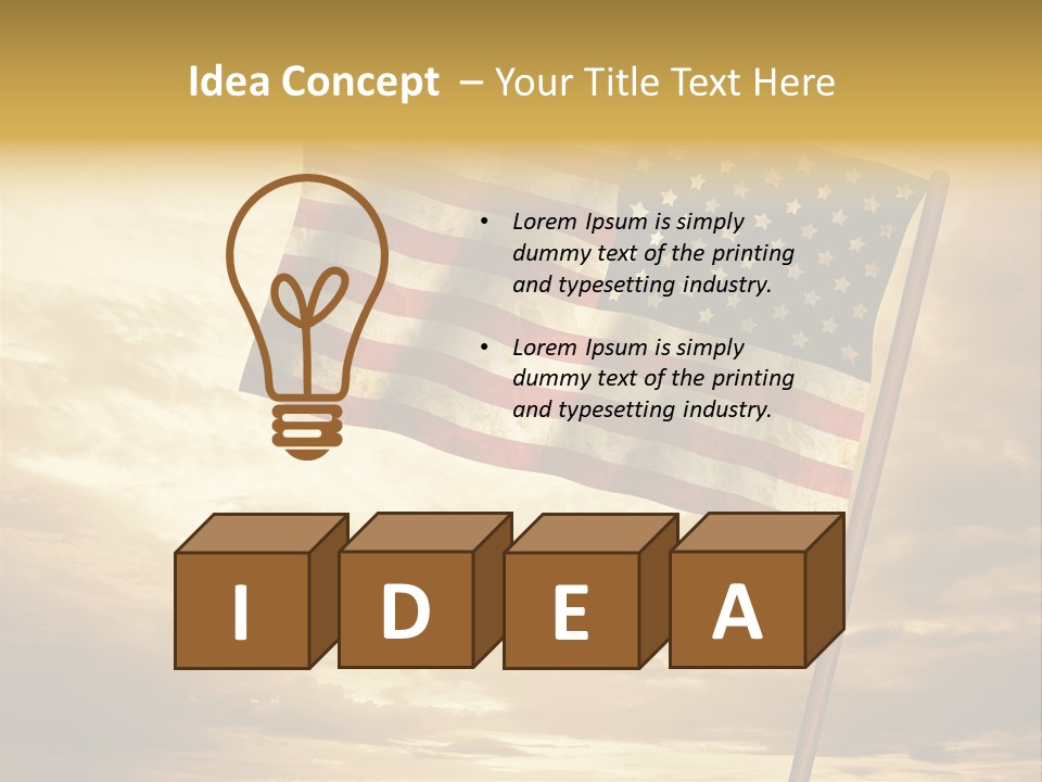 An American Flag On A Pole With A Cloudy Sky In The Background PowerPoint Template