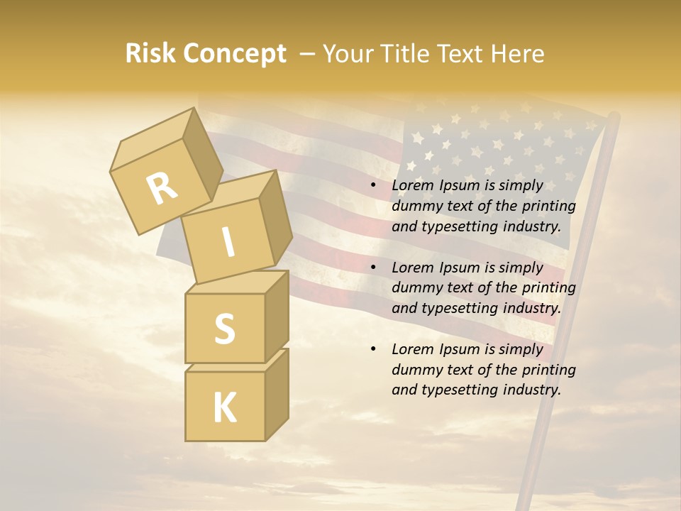 An American Flag On A Pole With A Cloudy Sky In The Background PowerPoint Template