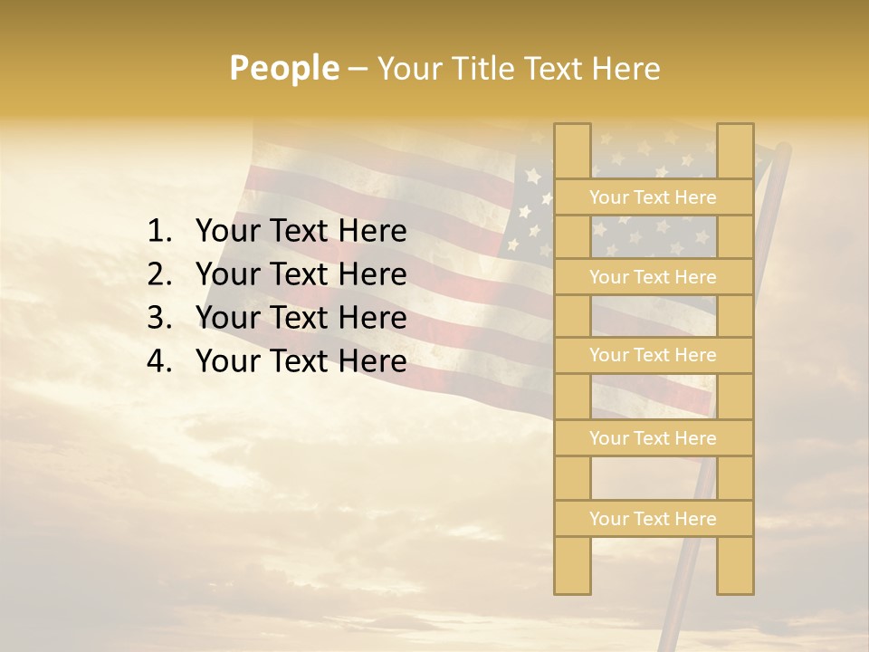 An American Flag On A Pole With A Cloudy Sky In The Background PowerPoint Template