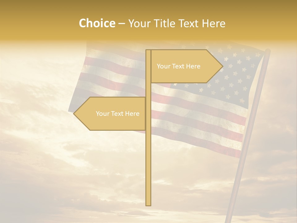 An American Flag On A Pole With A Cloudy Sky In The Background PowerPoint Template