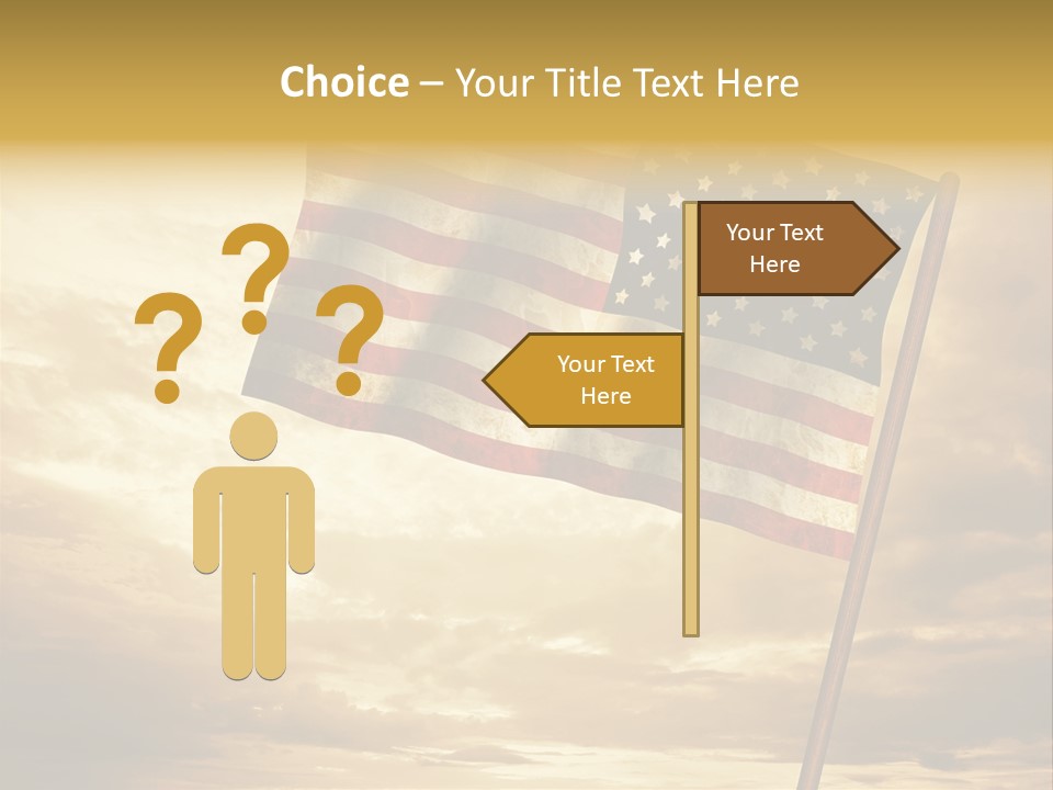 An American Flag On A Pole With A Cloudy Sky In The Background PowerPoint Template