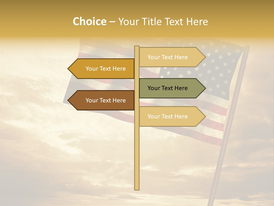 An American Flag On A Pole With A Cloudy Sky In The Background PowerPoint Template