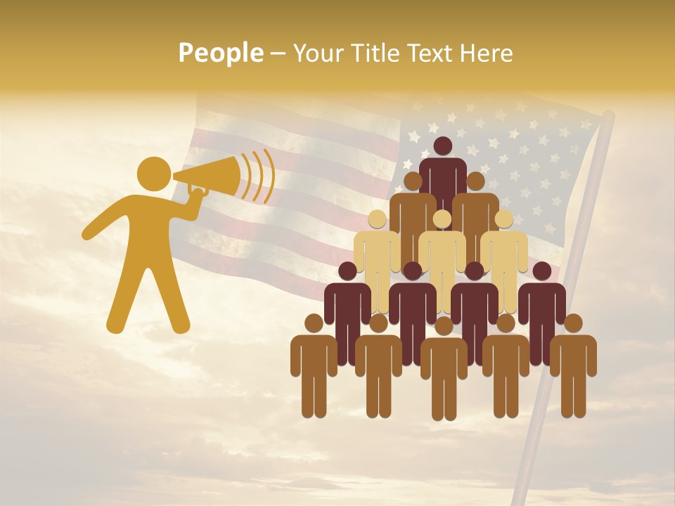 An American Flag On A Pole With A Cloudy Sky In The Background PowerPoint Template