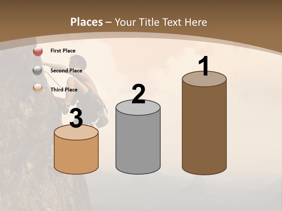 A Man Climbing Up The Side Of A Mountain PowerPoint Template