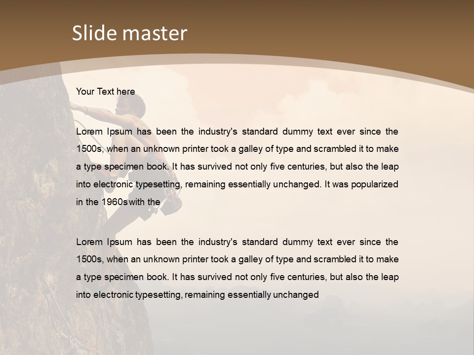A Man Climbing Up The Side Of A Mountain PowerPoint Template