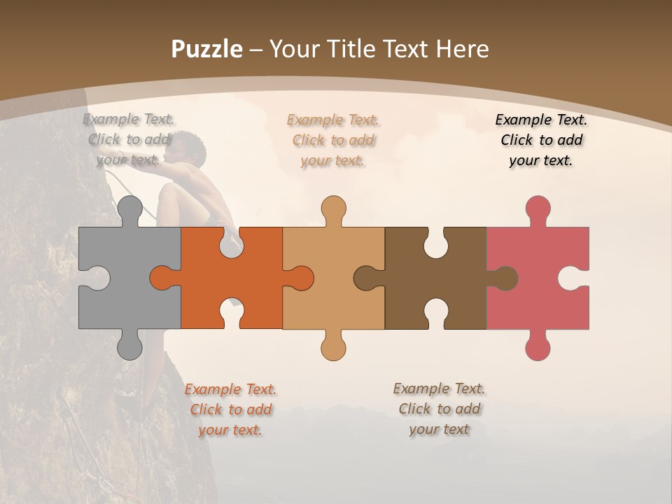 A Man Climbing Up The Side Of A Mountain PowerPoint Template