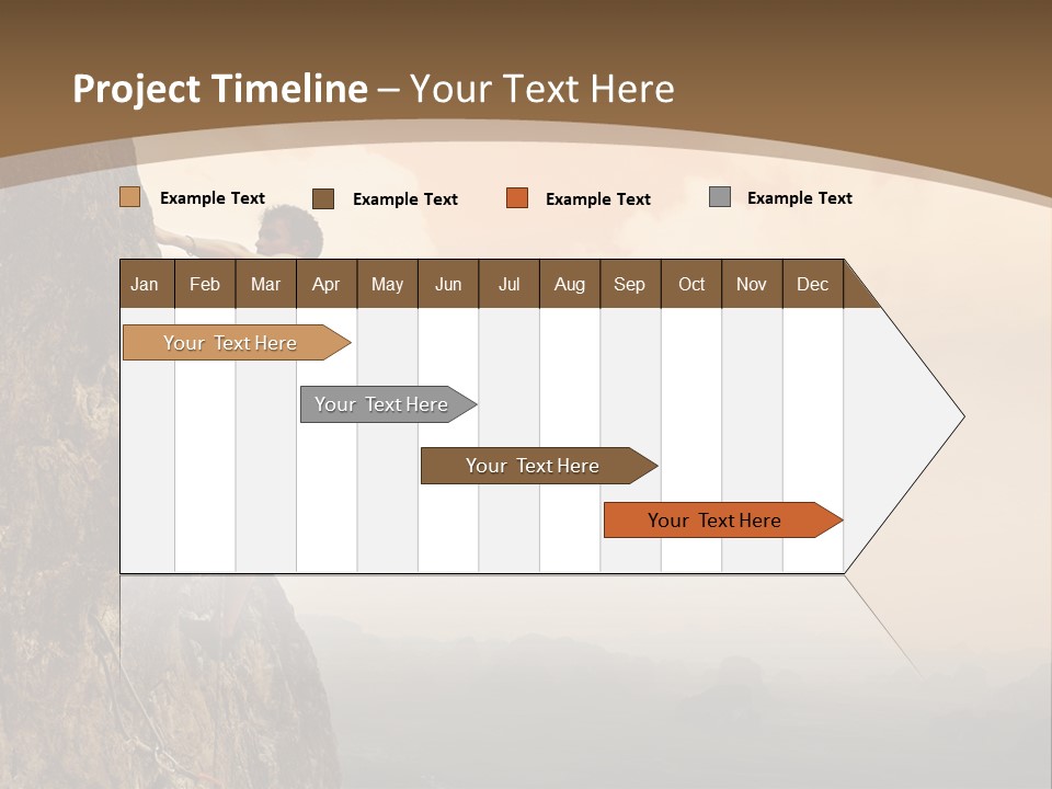 A Man Climbing Up The Side Of A Mountain PowerPoint Template