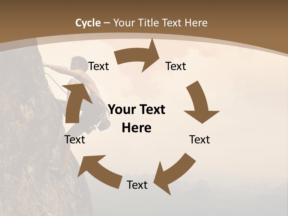A Man Climbing Up The Side Of A Mountain PowerPoint Template