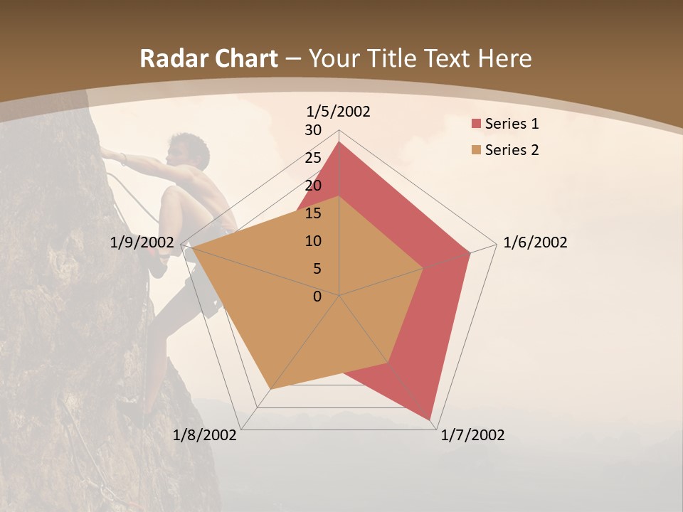A Man Climbing Up The Side Of A Mountain PowerPoint Template
