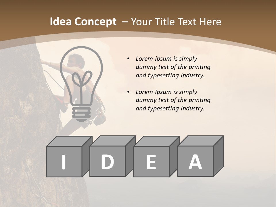 A Man Climbing Up The Side Of A Mountain PowerPoint Template