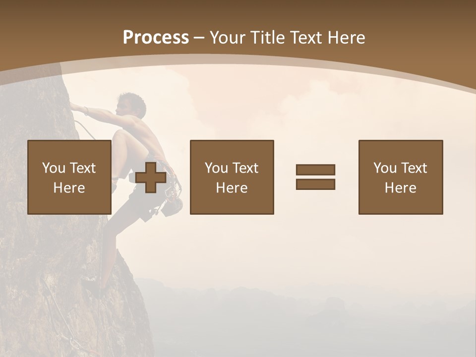 A Man Climbing Up The Side Of A Mountain PowerPoint Template