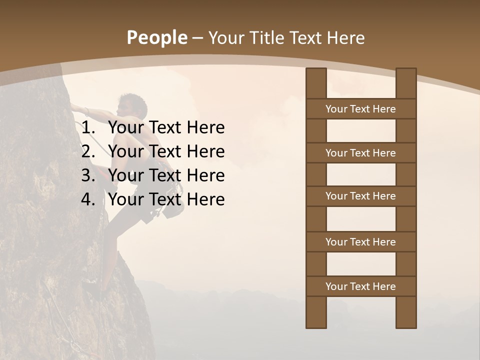 A Man Climbing Up The Side Of A Mountain PowerPoint Template