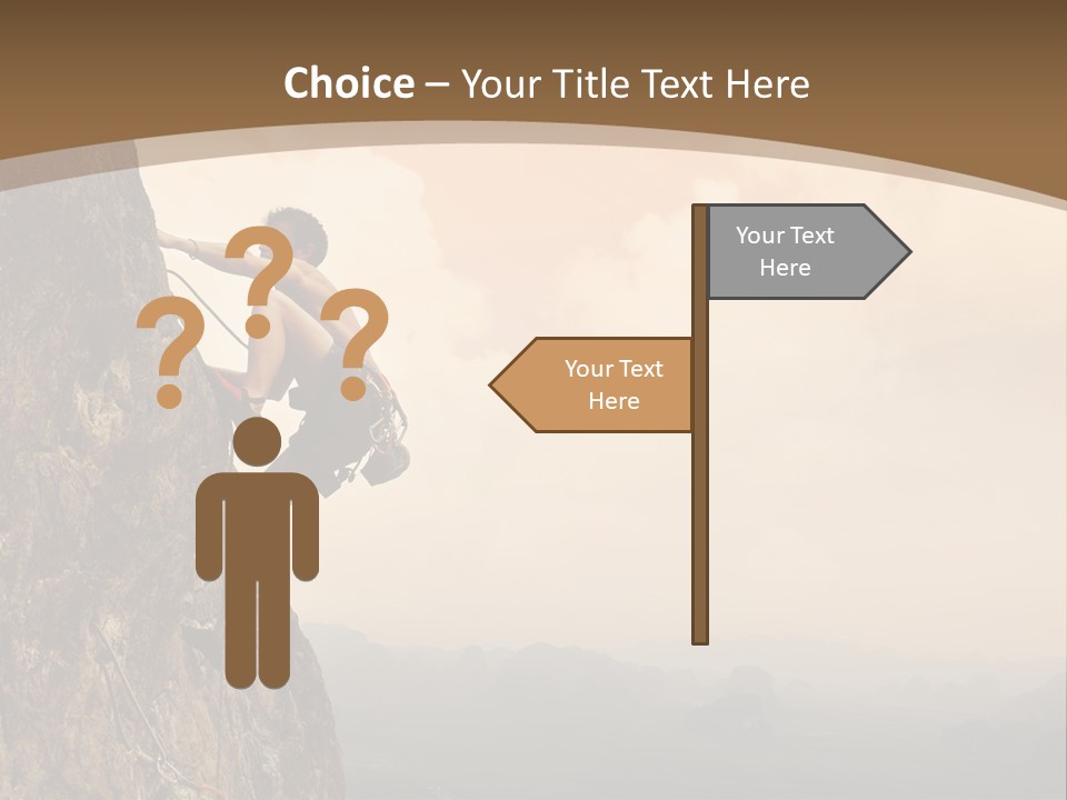 A Man Climbing Up The Side Of A Mountain PowerPoint Template