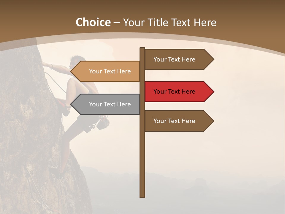 A Man Climbing Up The Side Of A Mountain PowerPoint Template
