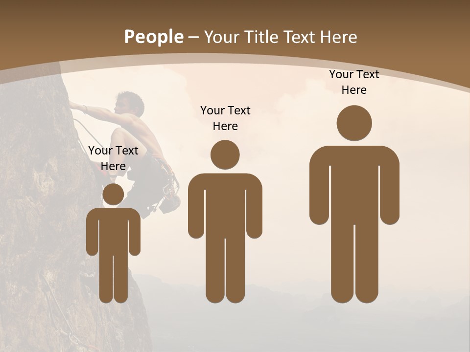 A Man Climbing Up The Side Of A Mountain PowerPoint Template