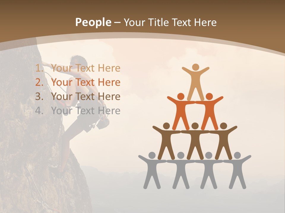 A Man Climbing Up The Side Of A Mountain PowerPoint Template