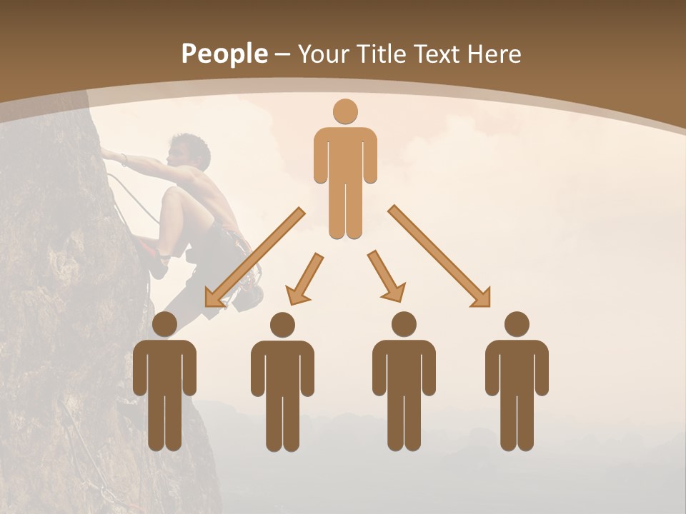 A Man Climbing Up The Side Of A Mountain PowerPoint Template