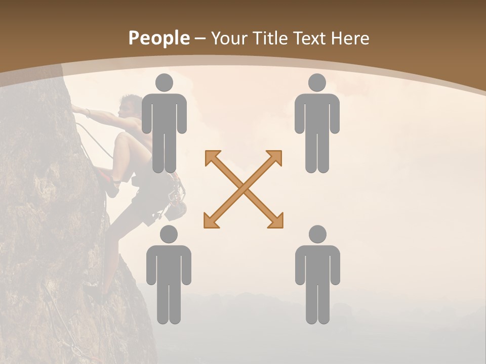 A Man Climbing Up The Side Of A Mountain PowerPoint Template