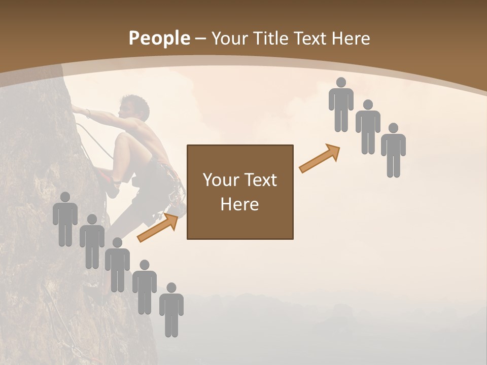 A Man Climbing Up The Side Of A Mountain PowerPoint Template