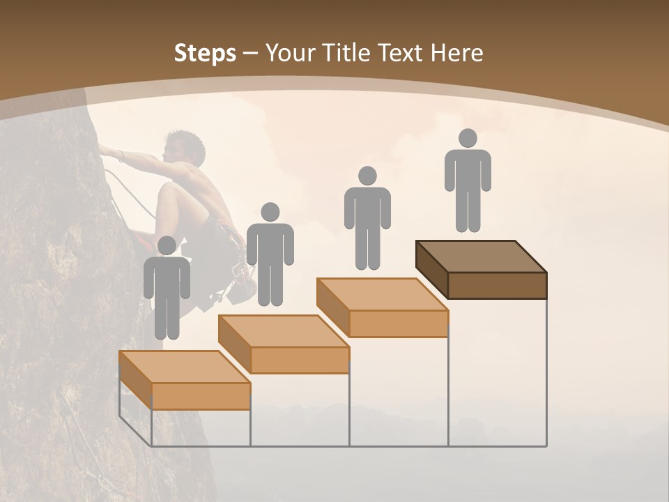 A Man Climbing Up The Side Of A Mountain PowerPoint Template