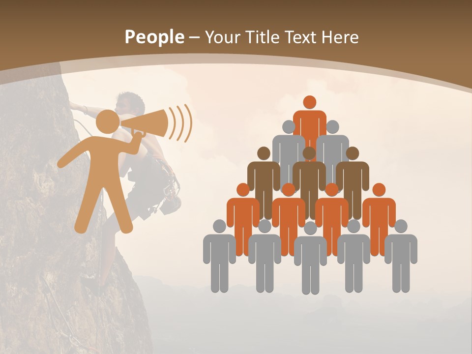 A Man Climbing Up The Side Of A Mountain PowerPoint Template