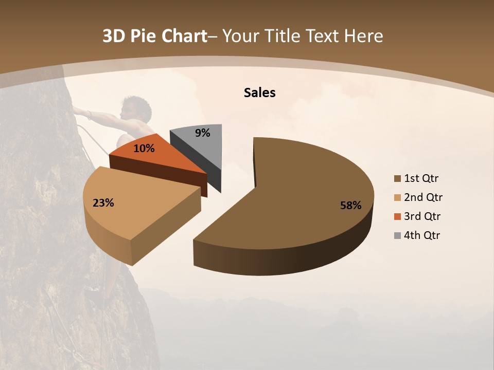 A Man Climbing Up The Side Of A Mountain PowerPoint Template