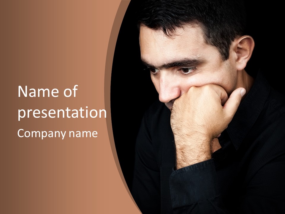 Man Concentrated Serious PowerPoint Template