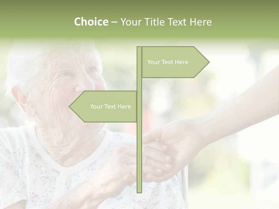 Wheelchair Touching Positive PowerPoint Template