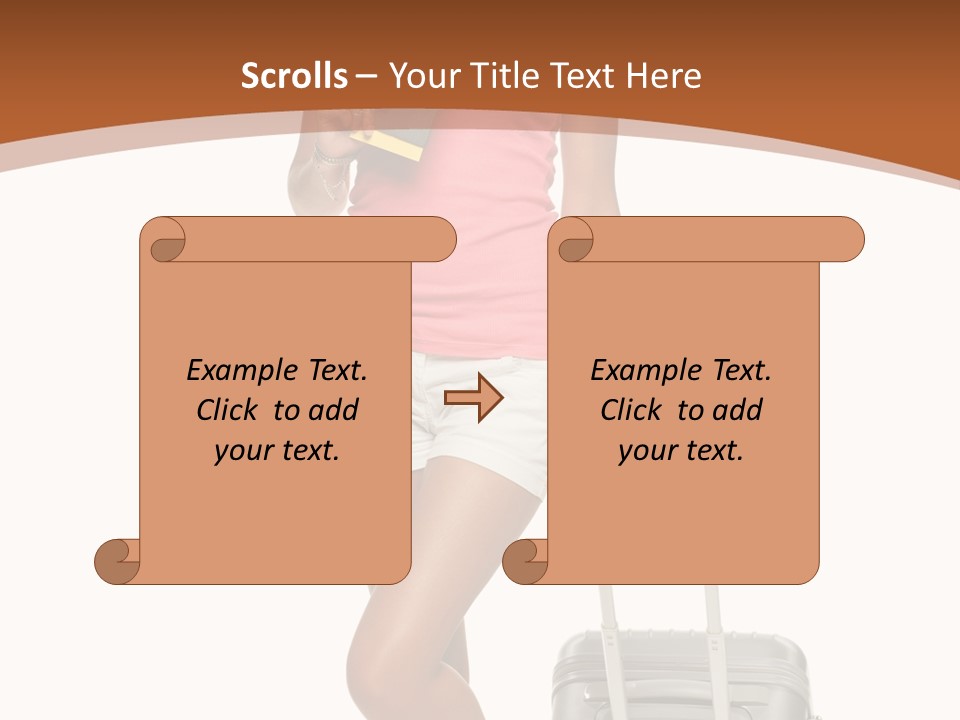 A Woman With A Suitcase And A Book Powerpoint Template PowerPoint Template