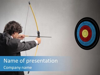 A Man Is Aiming A Bow At A Target PowerPoint Template