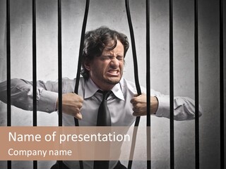 Jail Businessman Flee PowerPoint Template