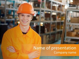 Shelves Manufacturing Warehouse PowerPoint Template