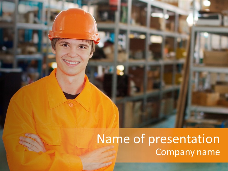 Shelves Manufacturing Warehouse PowerPoint Template