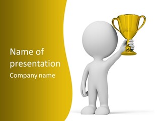 D Person Man Trophy PowerPoint Template