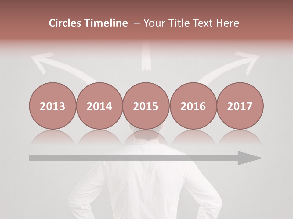 A Man Standing In Front Of A Wall With Arrows Drawn On It PowerPoint Template