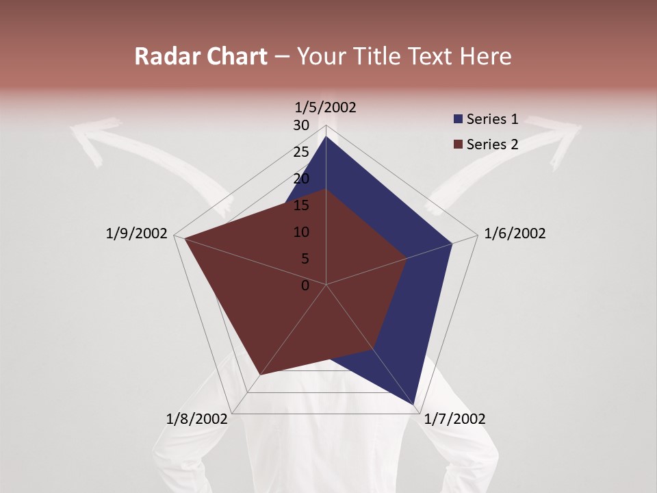 A Man Standing In Front Of A Wall With Arrows Drawn On It PowerPoint Template